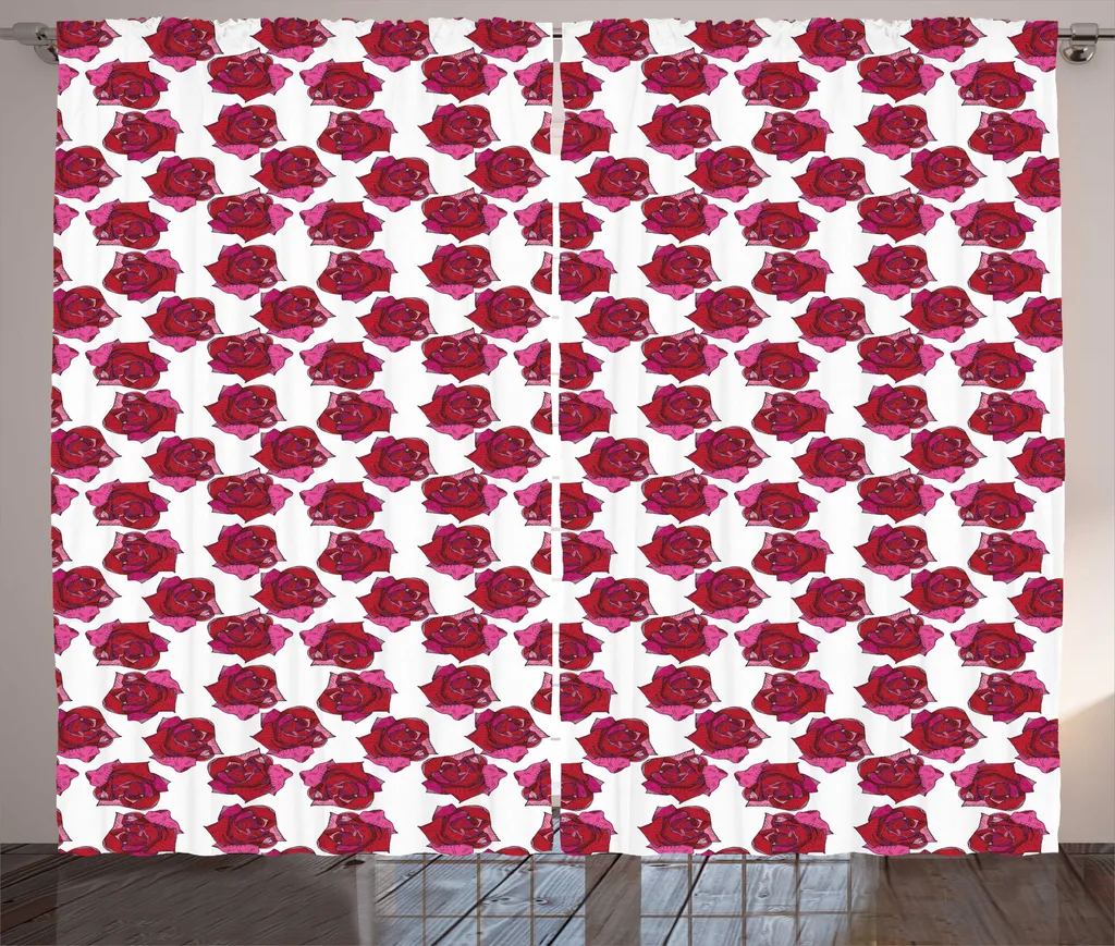 Tenda Shabby Floreale Rosa Lampone 280x175 | ABAKUHAUS Tocco Romantico