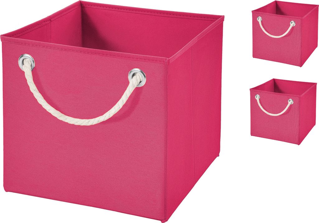 4x Aufbewahrungs Korb Pink Faltbox 15 x 15 x 15 cm Regalkorb von Stick&Shine faltbar mit Kordel