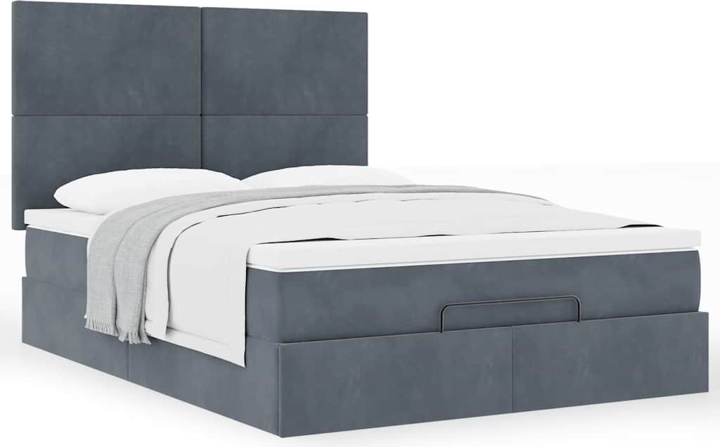 "SALE 2026"Ottoman-Bett Modernes/Doppelbett - Polsterbett Erwachsene/r /Kind - mit Matratzen Dunkelgrau 140x200cm Samt - Klassische Betten DEMöbel...