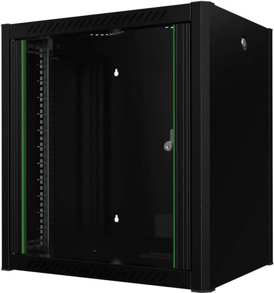 Lanview Szafa Rack 19" 12U do Montażu na Ścianie 600x450x645mm - Czarna, RWP12U45BL