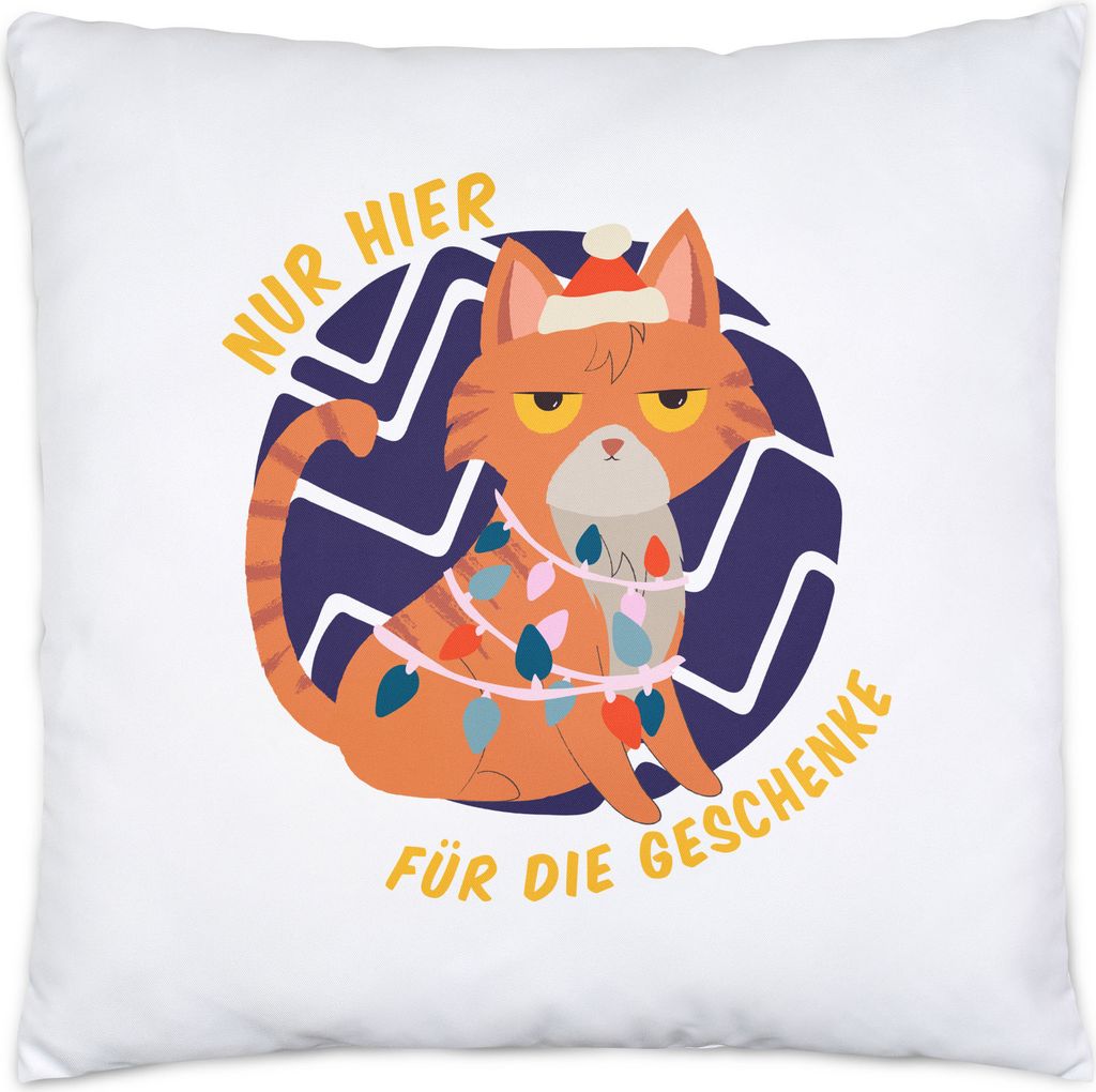 Nur Für Die Geschenke Hier Kissen Lustiges Katzen Motiv Katzenliebhaber Weihnachten Weihnachtsfest