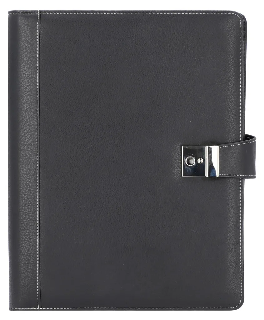 Porte-documents A4 Noir en Simili Cuir avec Fermeture Bouton Pression