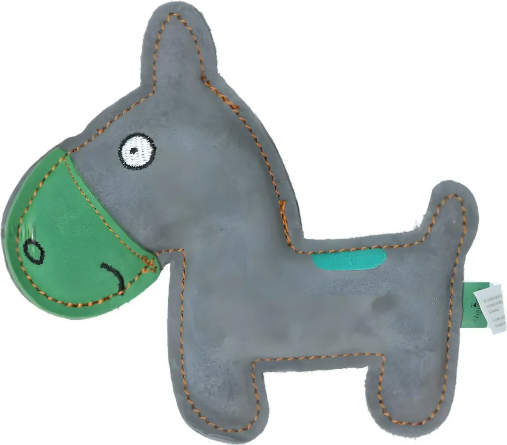Doggy Doodles Asino Verde per Cani | Giocattolo Interattivo in Pelle Cowhide