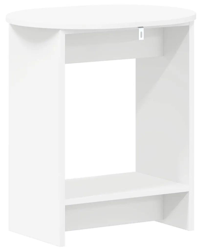Table d'appoint blanche robuste en aggloméré compact avec étagère basse