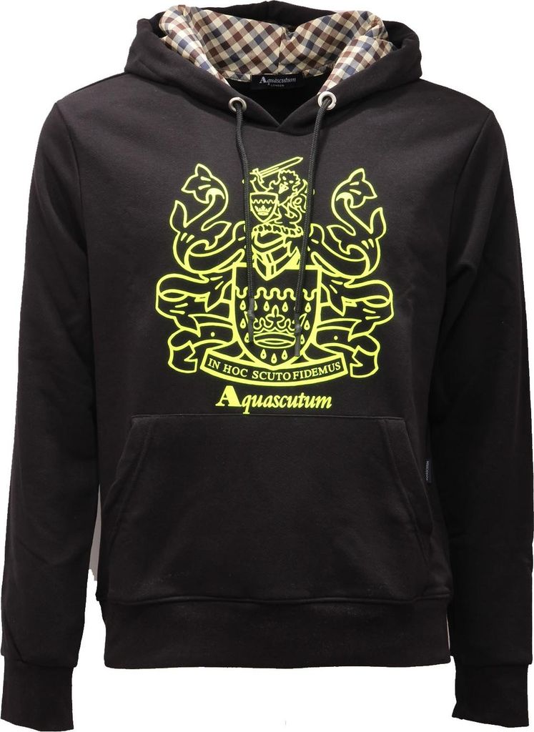 2530AE felpa cappuccio uomo AQUASCUTUM black Baumwolle sweatshirt man