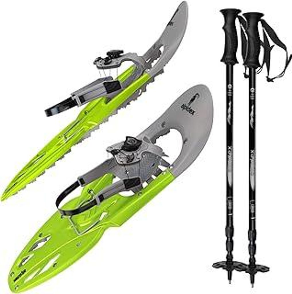Schneeschuhe mit Stöcke 25 oder 29 Inch Schnellverschluss Bindung Schuhgröße 38-46 bis 140 kg Steighilfe Tragetasche Teleskopstöcke