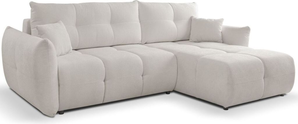 GrainGold Ecksofa L-Form Bene - Ecksofa mit Schlaffunktion, Bettkasten - Moderne Ecksofa, Wohnzimmer Sofa - Eckcouch Hellgrau (Sicuro 65)