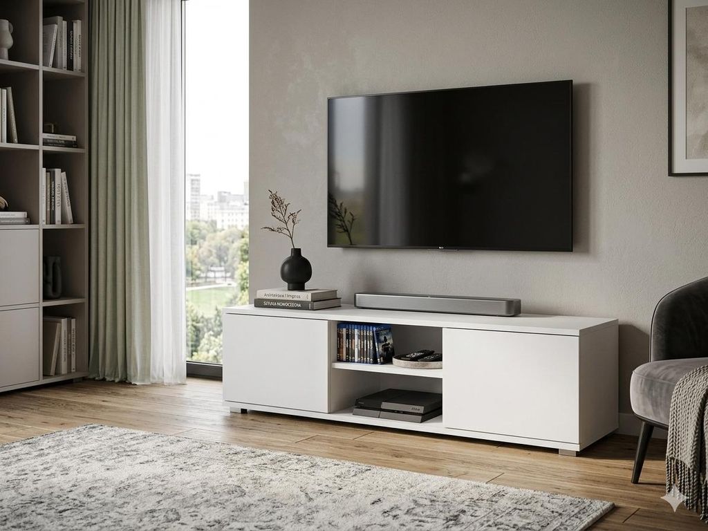 Televízna skrinka 120 cm, biela. Skrinka na televízor v Obrázok produktu 