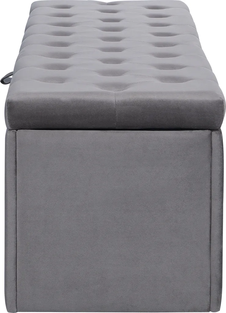 Gagnez de la Place avec ce Banc Coffre en Velours Gris, Longueur 138cm