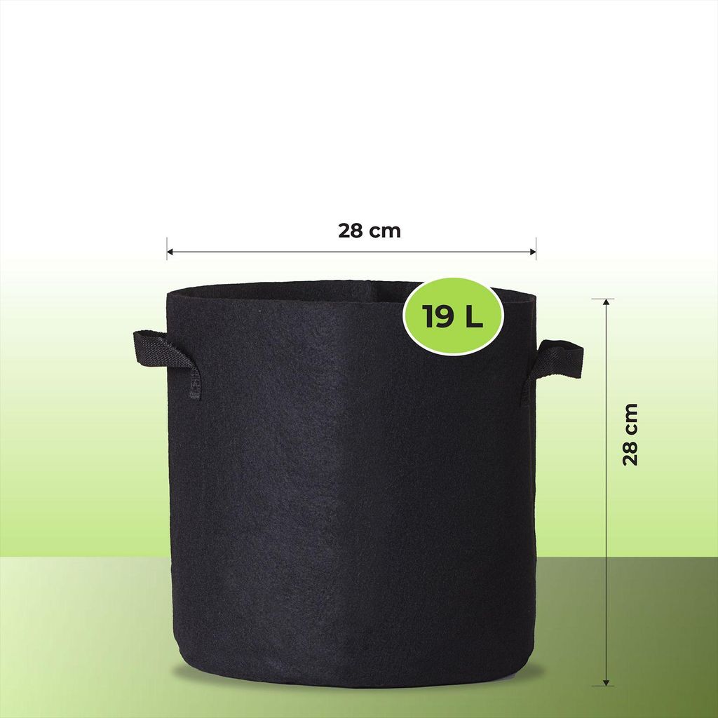 Pflanzsack mit Henkeln Grow Pot Bag Pflanztasche Pflanzbehälter 19 Liter – 1 Stück atmungsaktiv & wiederverwendbar
