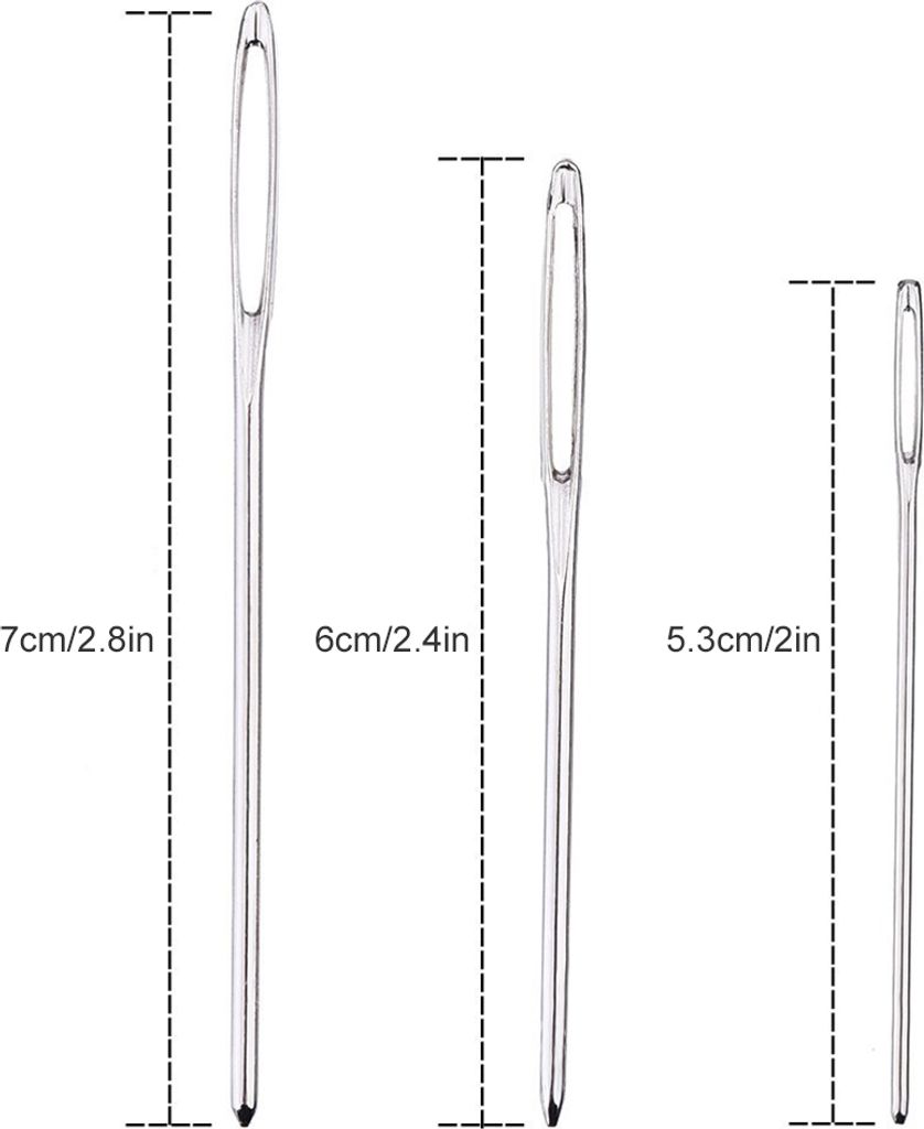 9 Stück Stumpfe Nadeln mit großem Öhr, Garnstricknadeln aus Edelstahl, Nähnadeln, Stricknadeln, Webnadeln, Einfädelnadeln mit Nadelflasche