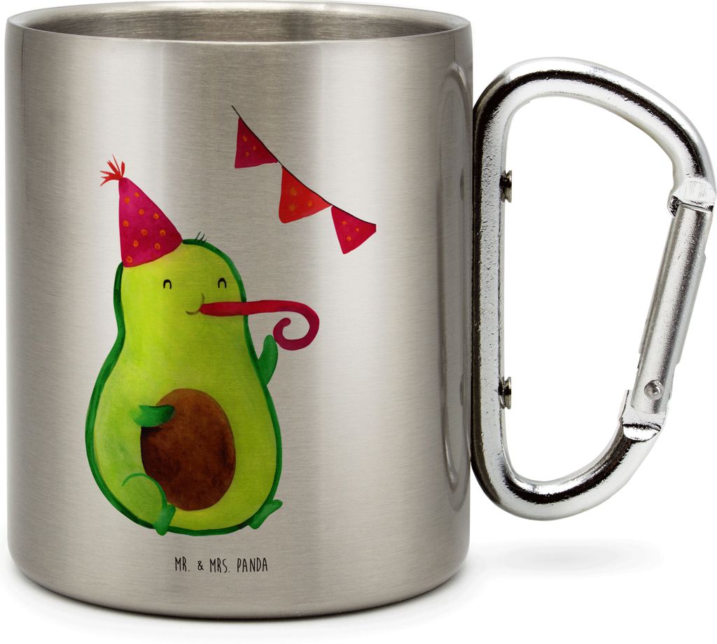 Mr. & Mrs. Panda Thermobecher Avocado Party - Transparent - Geschenk, thermotasse, Happy Birthday, Geburtstag, Firmenfeier, Teebecher, isoliertasse...