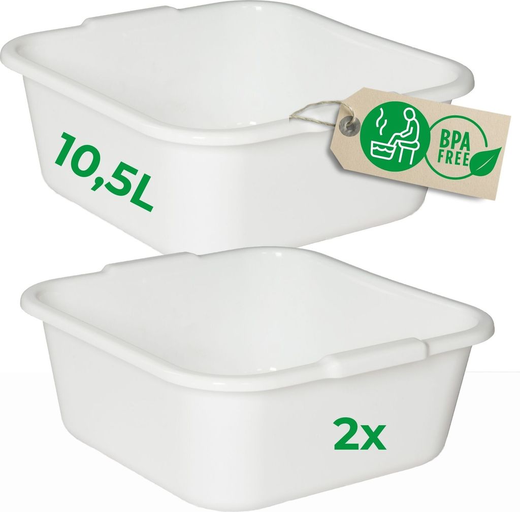 Novaliv 2x Spülschüssel eckig 10,5L, 34x34 cm, Weiß, Produktbild 