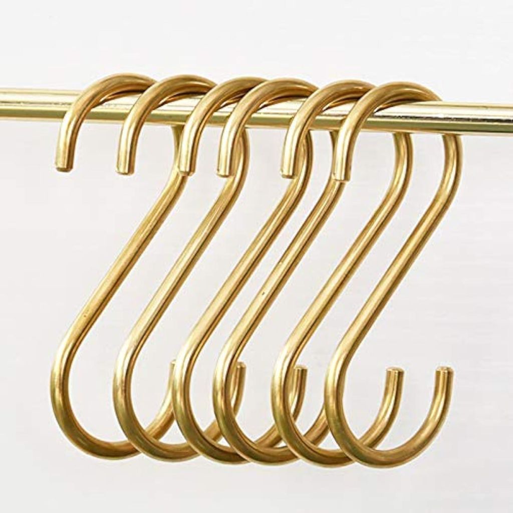 S-förmige Messinghaken, goldfarben, zum Aufhängen von Töpfen, Pfannen, Tassen, für Küche, Bad und Schlafzimmer.