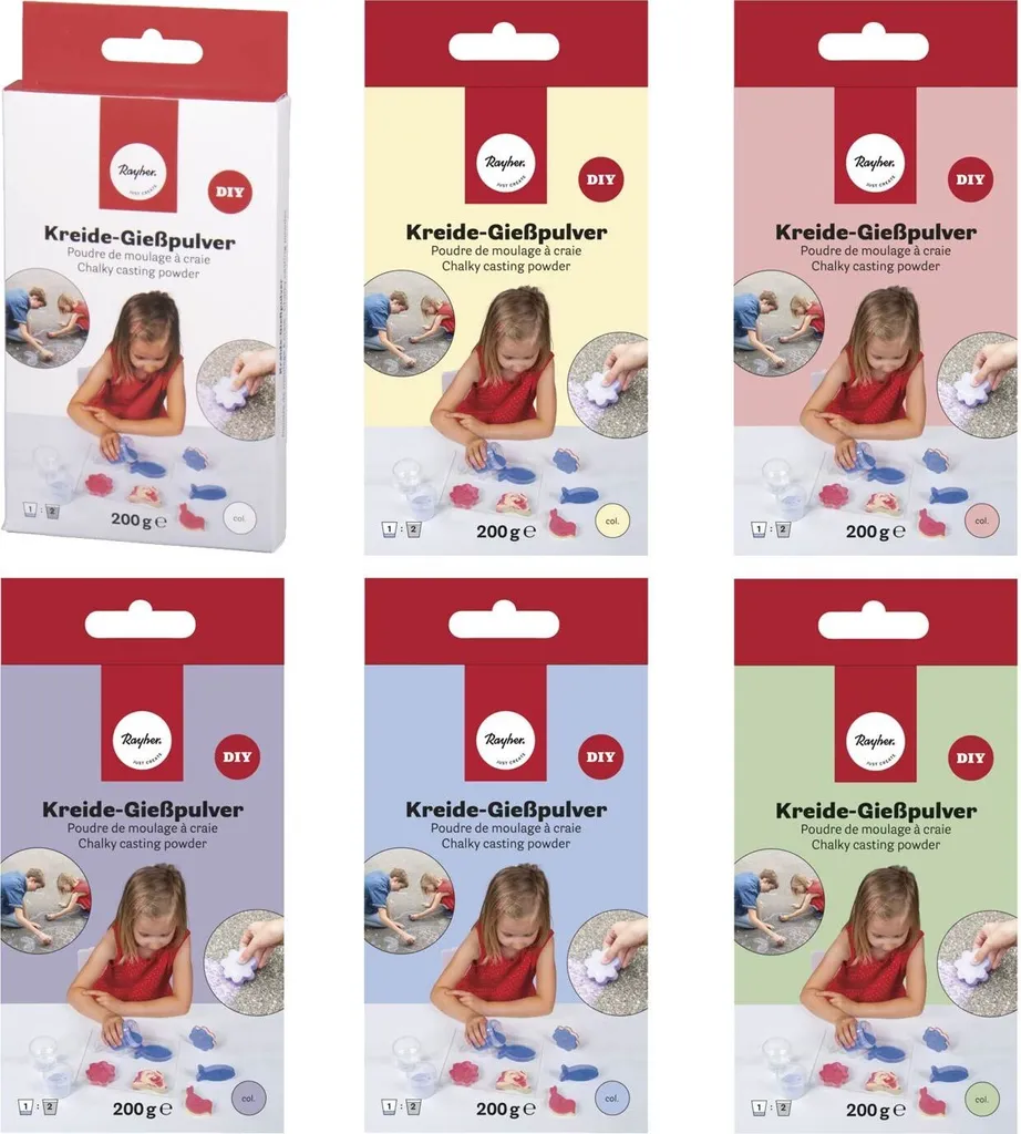 Poudre moulable pour fabriquer vos craies personnalisées - 6 couleurs