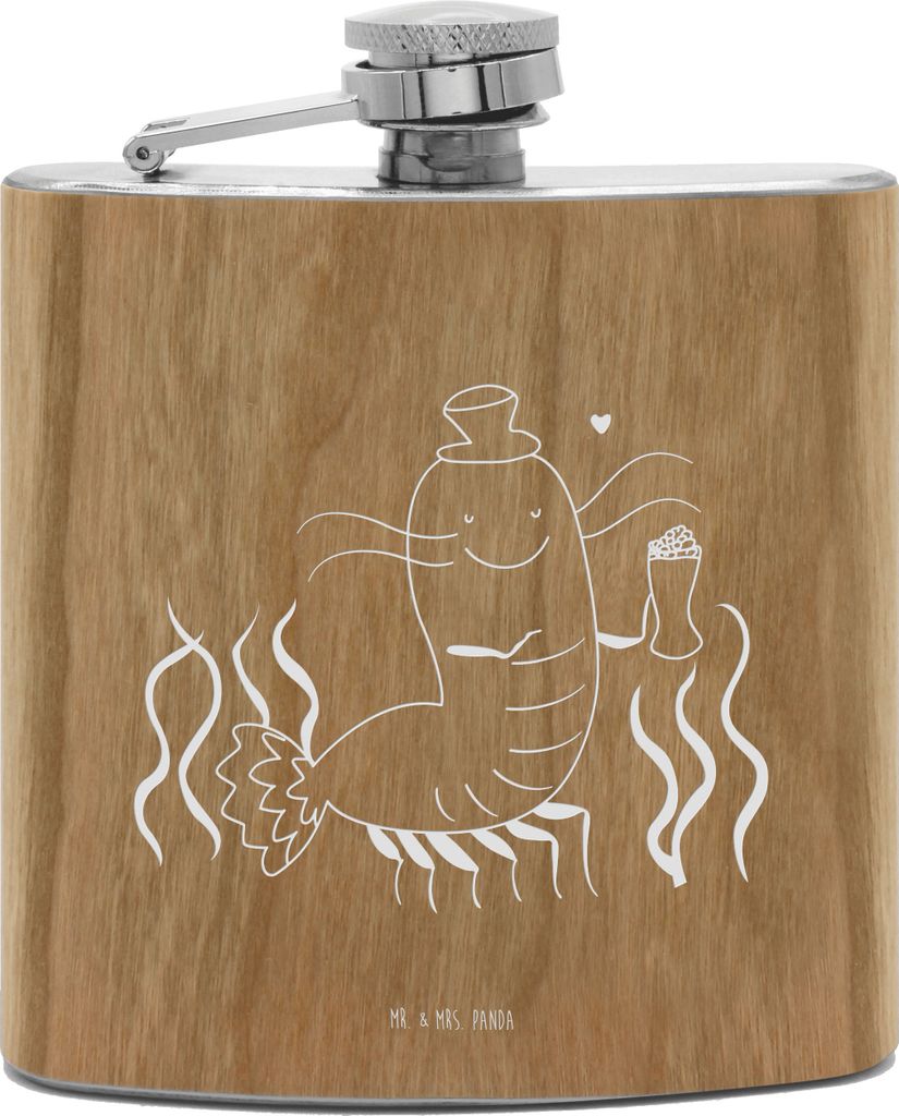 Mr. & Mrs. Panda edelstahl flachmann Hummer Weizen - Transparent - Geschenk, Alkoholflasche, feldflasche, Gasthaus, Schnaps, Bier, Wirtschaft, holz...