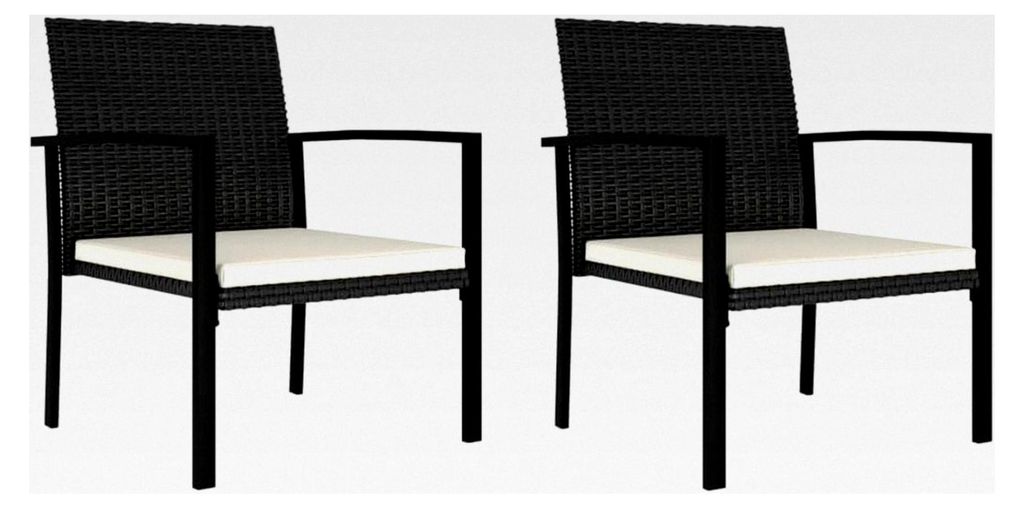 Esszimmerstühle für den Garten, 2 Stück, Polyrattan, schwarz, für den Außenbereich