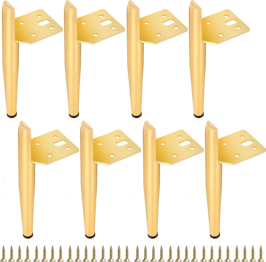 Aopunly 8er Set Möbelfüße Tischbeine Sockelfuß Tischfuß Möbel Metall Gold,Höhe:130 mm
