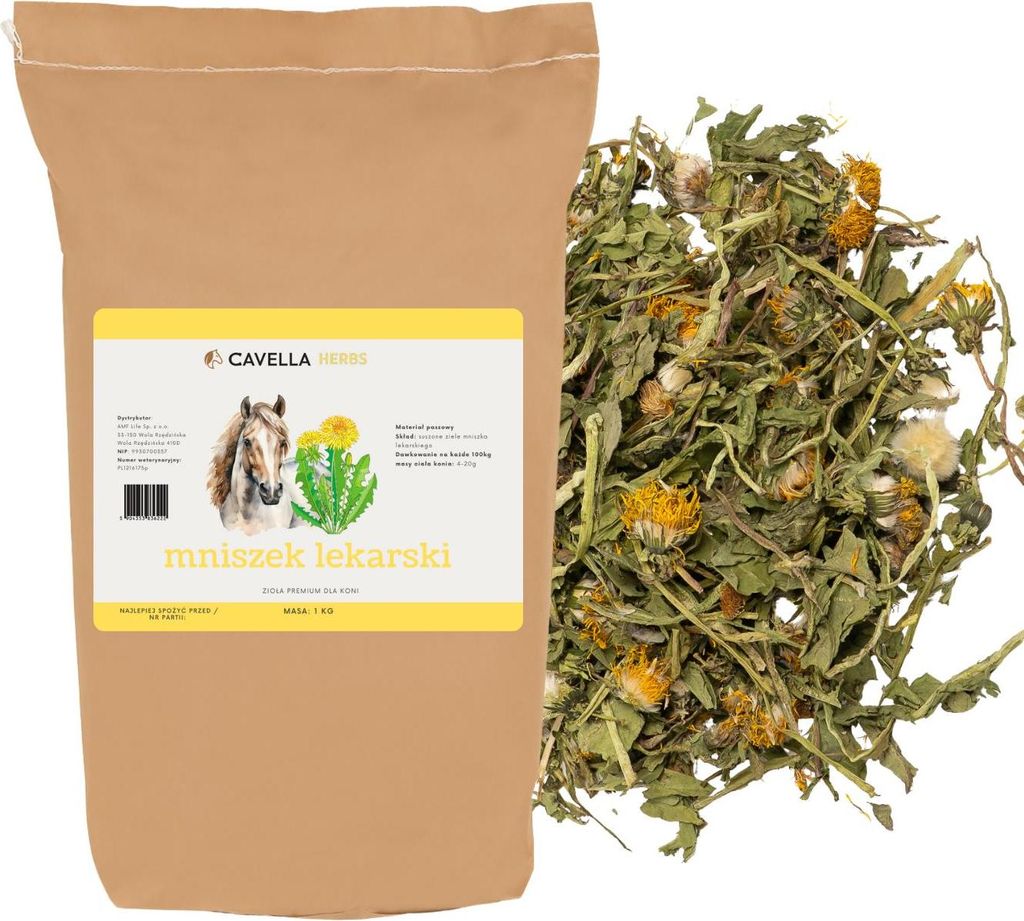 Cavella Löwenzahnkraut Für Pferde, Ergänzungsfutter Pferd Zur Unterstützung Von Verdauung Pferd Und Immunsystem Pferd, 1 Kg