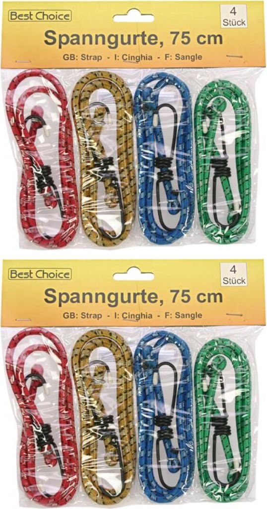 2 x Spanngurte 4er je 75cm 4 Farben sortiert rot gelb blau grün