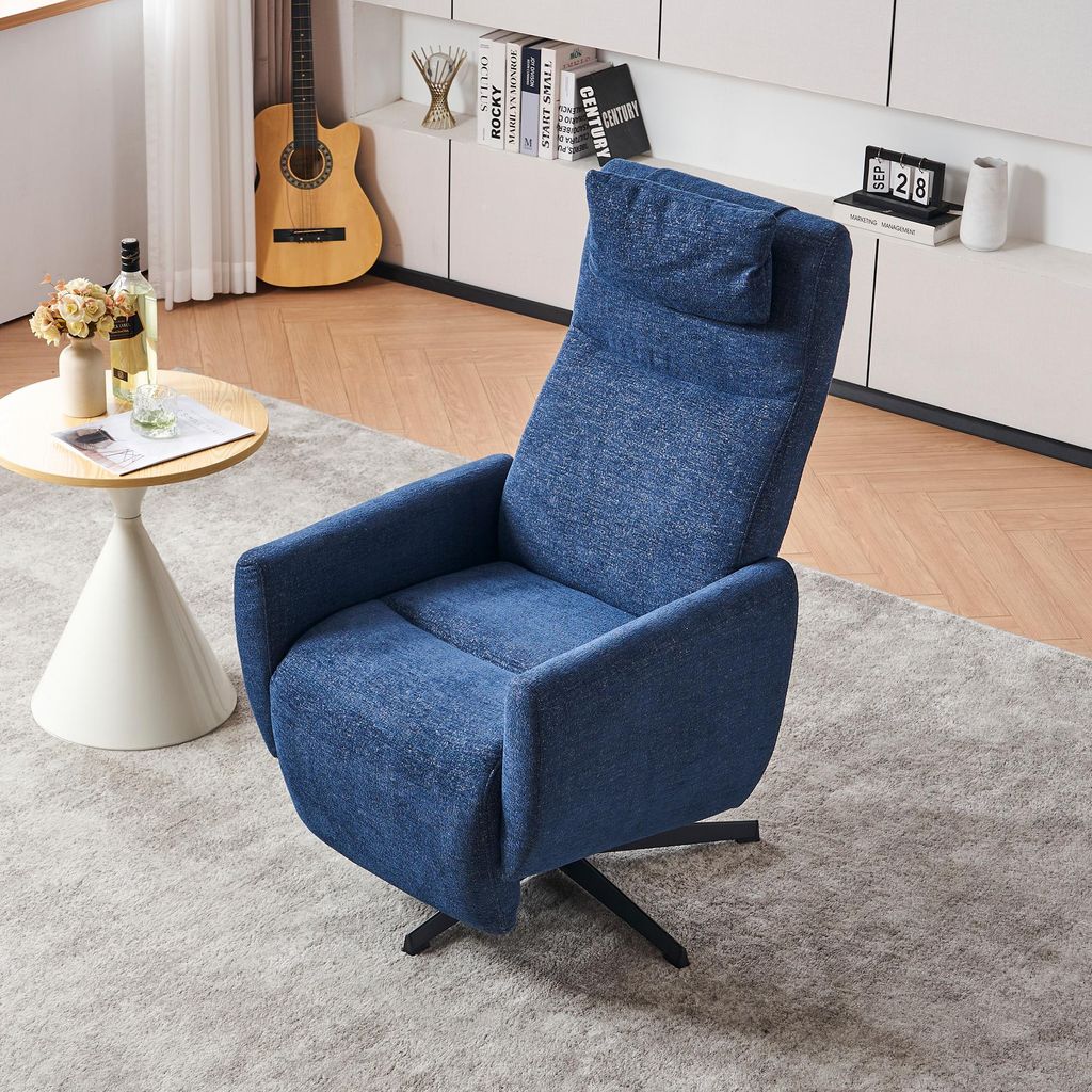 okwish Relaxsessel mit Liegefunktion,Liegestuhl garten mit Fußstütze,Polstersessel mit drehbarer Stillsessel,Posterstuhl Loungesessel für Wohnzi...