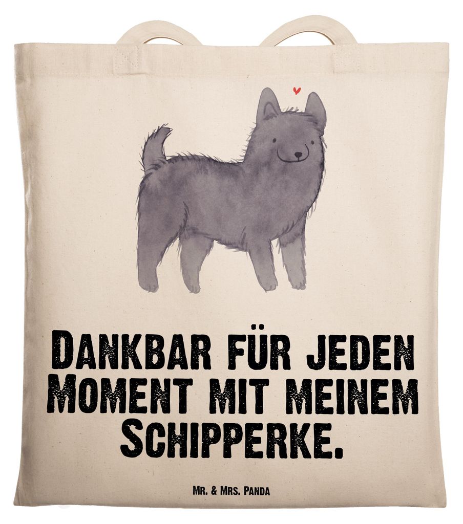 Mr. & Mrs. Panda Tote Bag Schipperke Moment - Transparent - Geschenk, Jutebeutel, Tasche, Belgische Hunderasse, festivaltasche, dokumententasche, L...