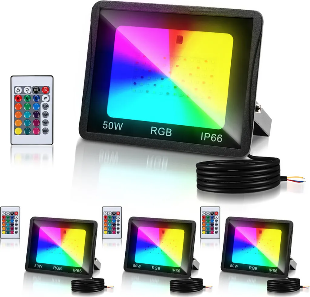 Projecteur RGB 50W IP66 Étanche avec 16 Couleurs et 4 Modes - Lot 4