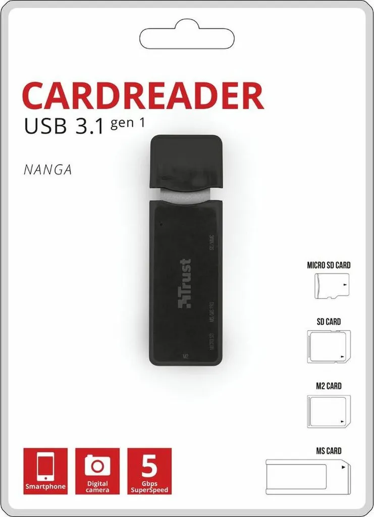 Lecteur de Cartes Trust 21935 pour transférer photos et vidéos USB