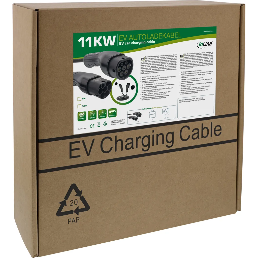 InLine Câble Type 2 16A 5m 11kW triphasé durable haute performance - 9