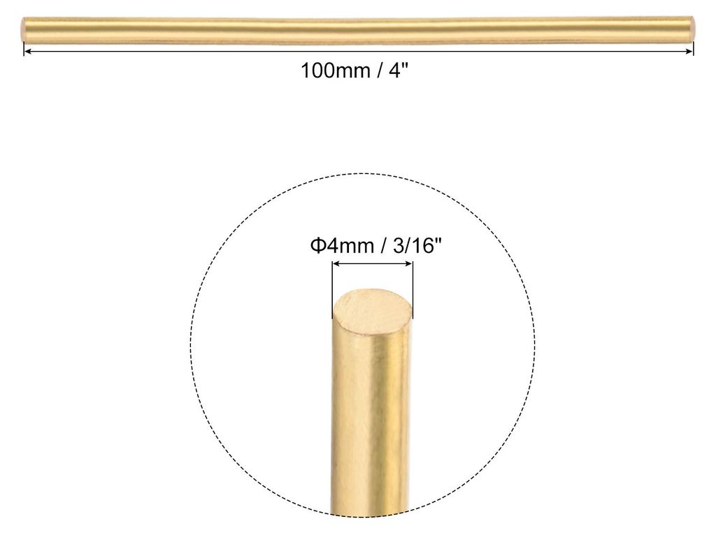 12 Stš¹ck Messingstangen 4 mm x 100 mm Messing Massiv Rund Material Drehbank Stangen fš¹r Messer Griffe Stift Basteln Modell Flugzeug