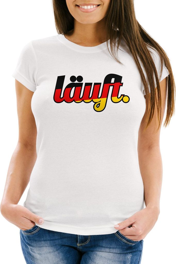 Damen WM-Shirt Läuft - Deutschland Fußball Fan-Shirt weiß S