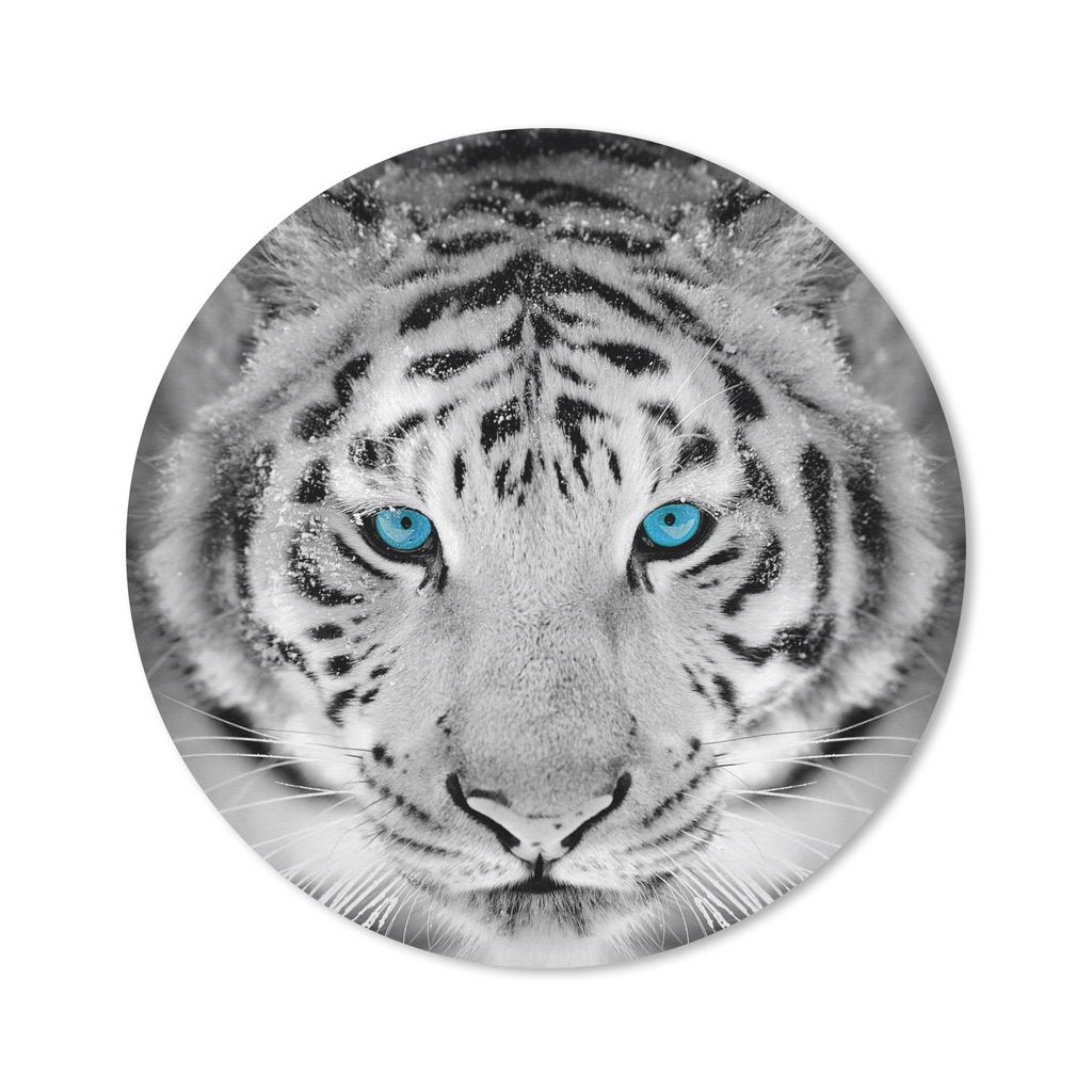 MuchoWow Mauspad Mousepad Tiger - Weiß - Augen 20x20 cm - Mousepads - Maus Mat - Pad - Mausunterlage - Schreibtischmatte