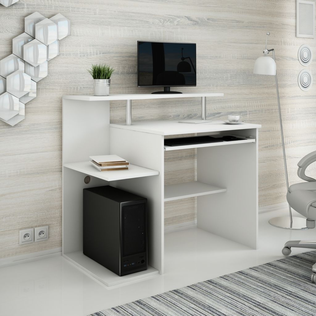 Bureau Table d'ordinateur Table de bureau avec 5 étagères Image du produit 