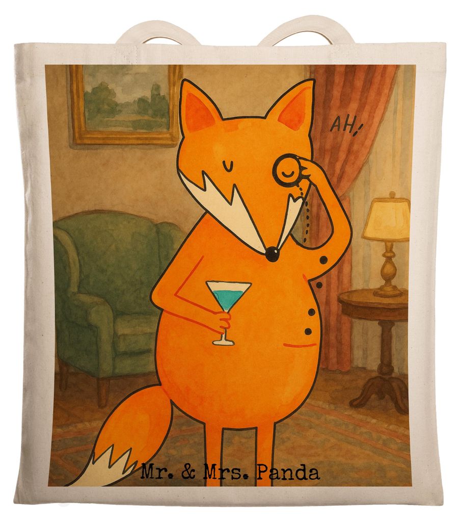 Mr. & Mrs. Panda Jutebeutel Fuchs Lord Design - Weiß - Geschenk, Stoffbeutel, Schick, Schultasche, Neugierig, Spruch Lustig, Motivation, Tote Bag,...