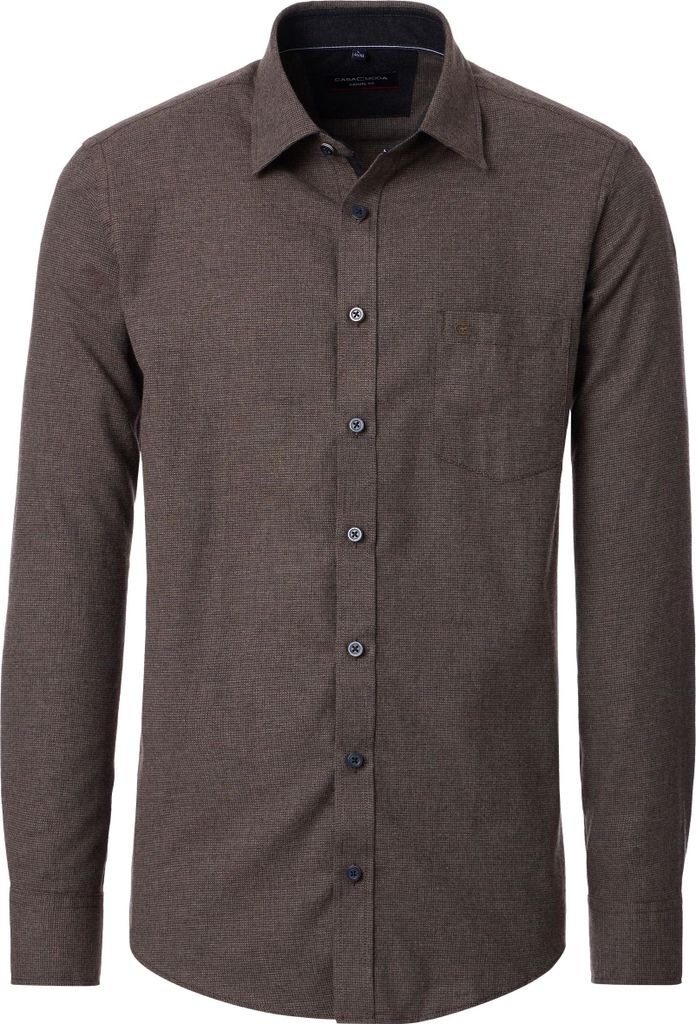 CASAMODA Herren Freizeithemd Langarm Kent Casual Braun 4XL