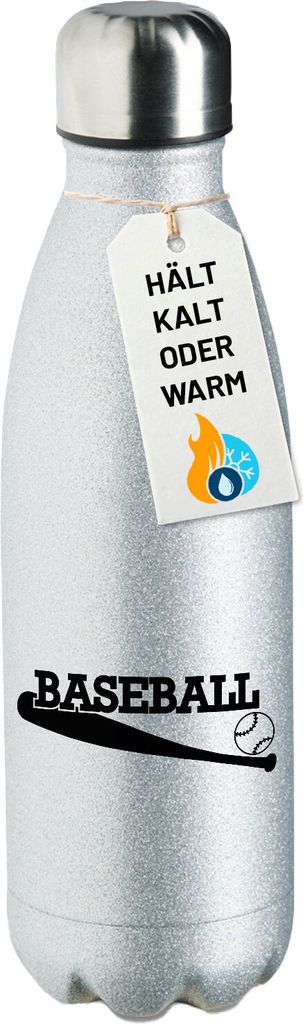 Huuraa Trinkflasche Baseball Baseballschläger 500ml Silver Edelstahl Wasserflasche Trinkflasche Geschenkidee