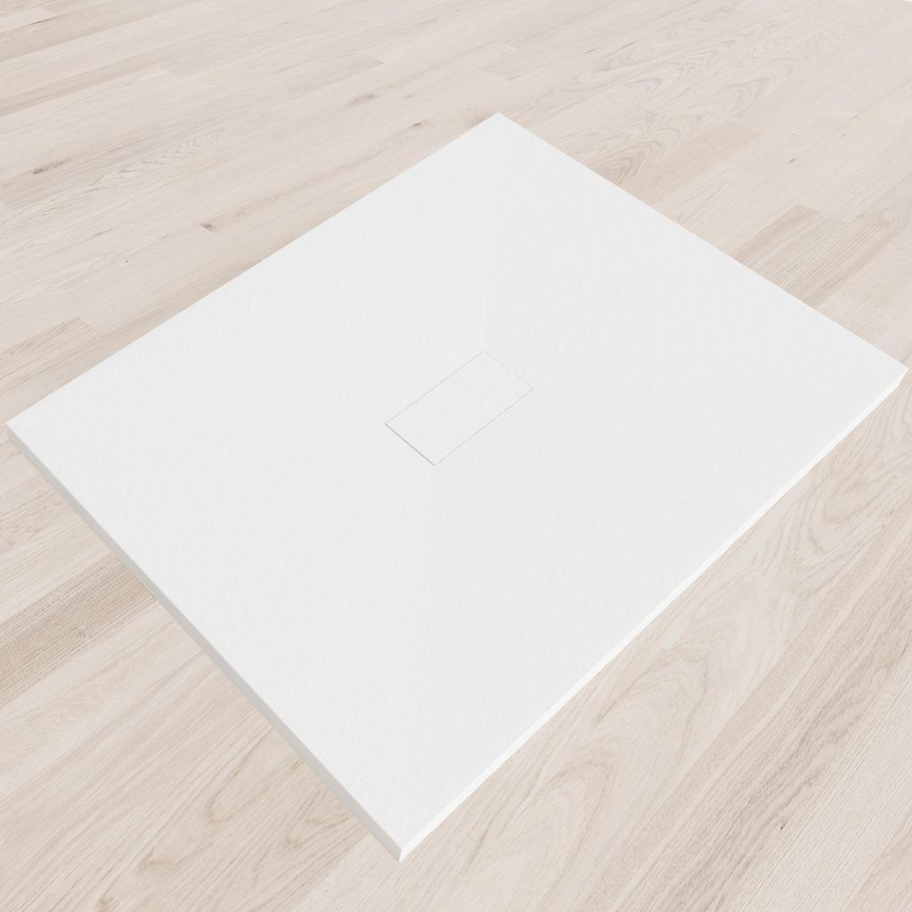 i-flair SMC Duschwanne 120x100 cm – 26 mm flach inkl. Ablaufgarnitur mit Deckel, Weiß