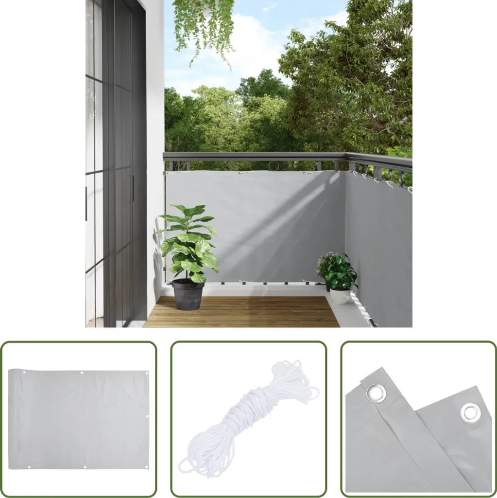 Schermo Privacy Balcone PVC Grigio 600x90 cm The Living Store Prezzo Top