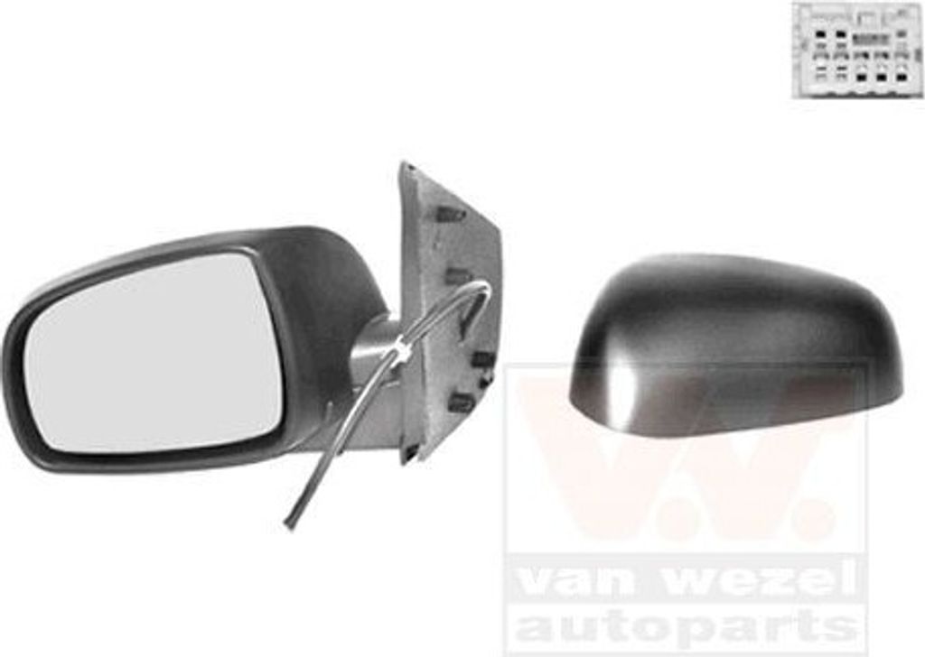 VAN WEZEL 3338807 Außenspiegel Seitenspiegel Links für NISSAN Note (E11, NE11) Konvex Grundiert