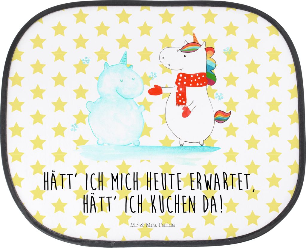 Mr. & Mrs. Panda Sonnenschutz Auto Einhorn Schneemann - Weiß - Geschenk, Handschuhe, saugnapf, Schnee, Winter, Kuchen, Unicorn, Sonnenblende, Weih...