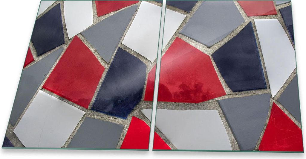 Herdabdeckplatte Glaskeramik 2-Teilig 2x40x52 Abstrakt Grau Abdeckung Spritzschutz
