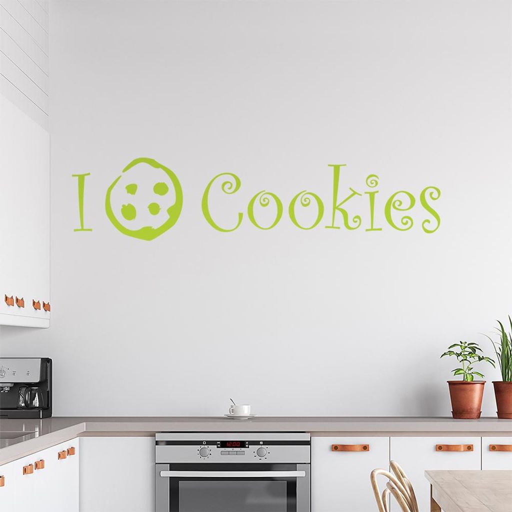 I love Cookies Wandtattoo in 6 Größen - Wandaufkleber Wall Sticker - Dekoration, Küche, Wohnzimmer, Schlafzimmer, Badezimmer