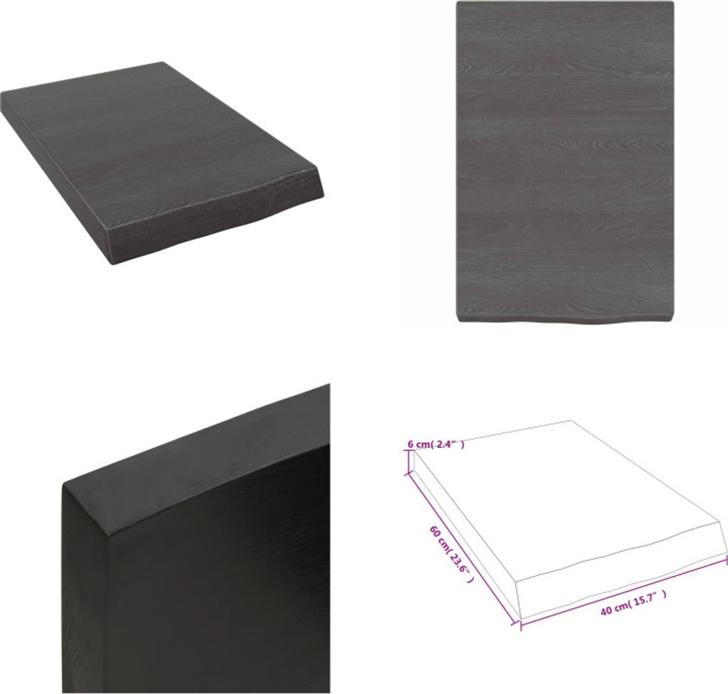 vidaXL Wandregal Dunkelbraun 40x60x(2 6) cm Massivholz Eiche Behandelt - Wandregal - Wandregale - Lagerregal - Schwebendes Regal