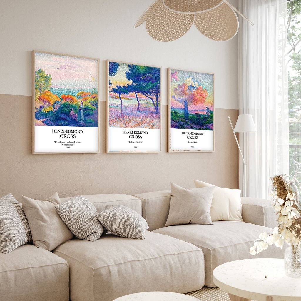 Wallity, Huhu265 - 50 x 70, Dekorativ gerahmtes MDF-Gemälde (3 Stück), Mehrfarbig, 100 % MDF, 50 x 70 cm