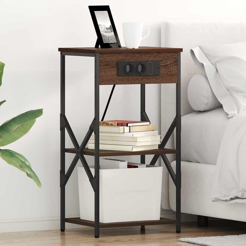 vidaXL Nachttisch mit Regal 2 pcs Braun Eichen-Optik 41 x 31 x 76 cm