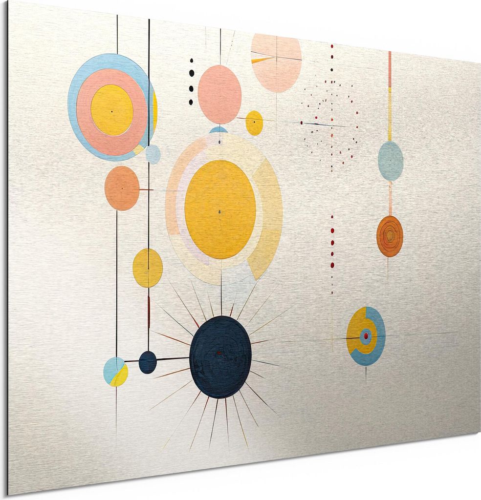 DEQORI Alu-Dibond Bild Silber 60x40 cm 'Rhythmus im Raum' Wandbild Metall dünn Design