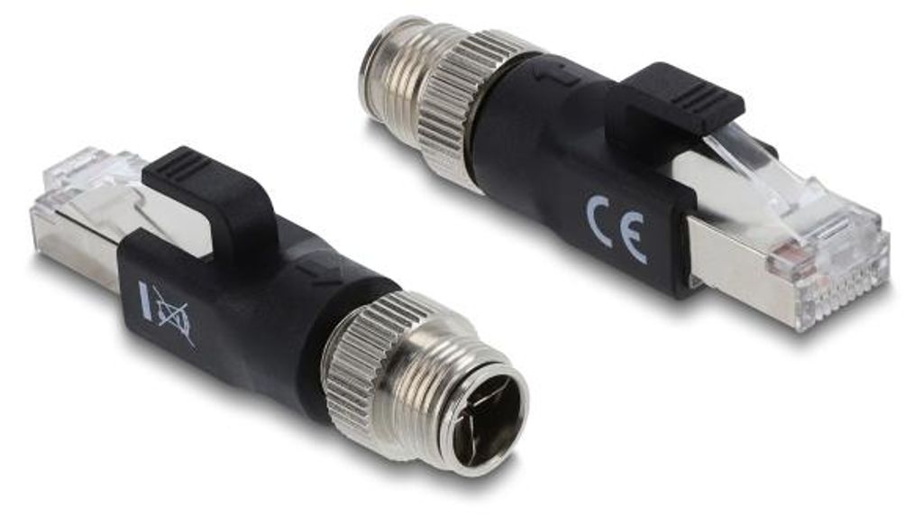 Delock M12 Adapter X-kodiert 8 Pin Stecker zu RJ45 Stecker schwarz