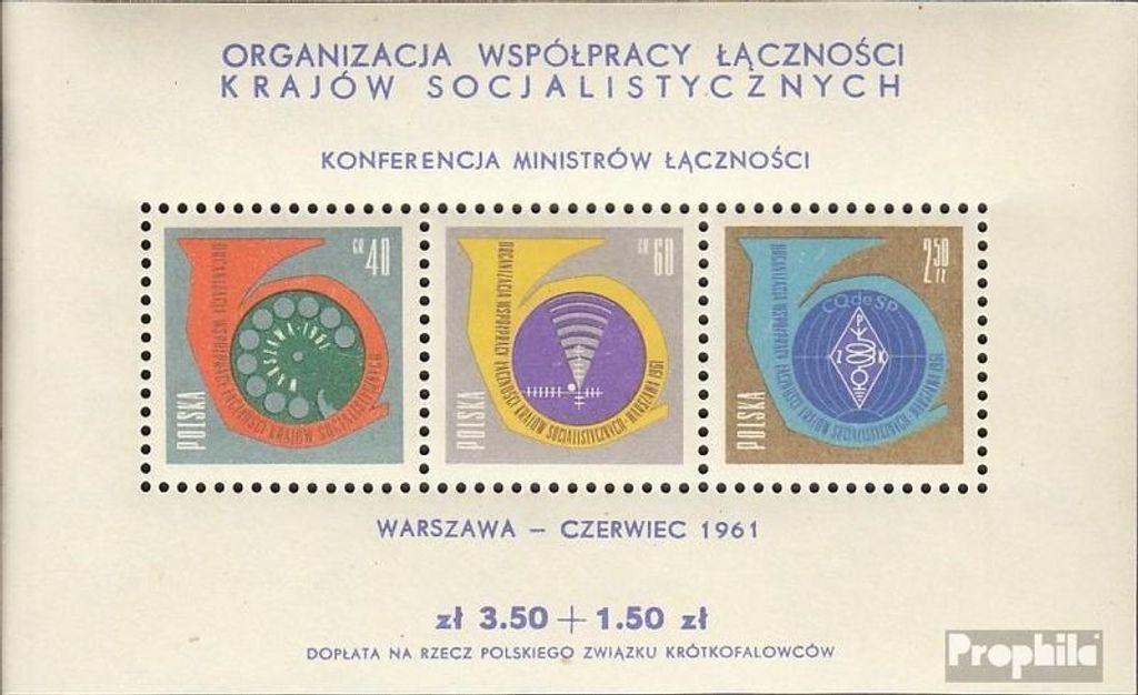 Briefmarken Polen 1961 Mi Block24 (kompl.Ausg.) postfrisch Postminister