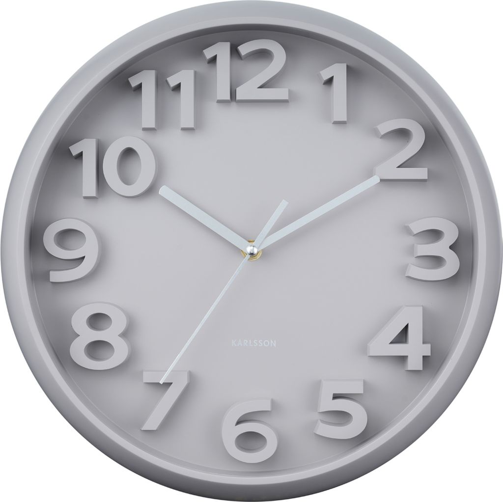 Karlsson - Wanduhr Elevated Classic Numbers - Warmes Grau - Ø33,5cm