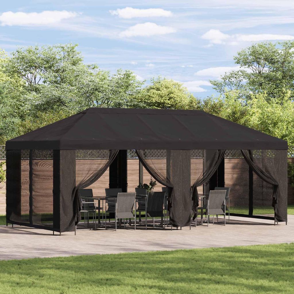 Möbel Pavillon mit Seitenwänden 6 x 3 m Anthrazit Polyester und StahlPavillons & Partyzelte - Pavillons & Partyzelte c193